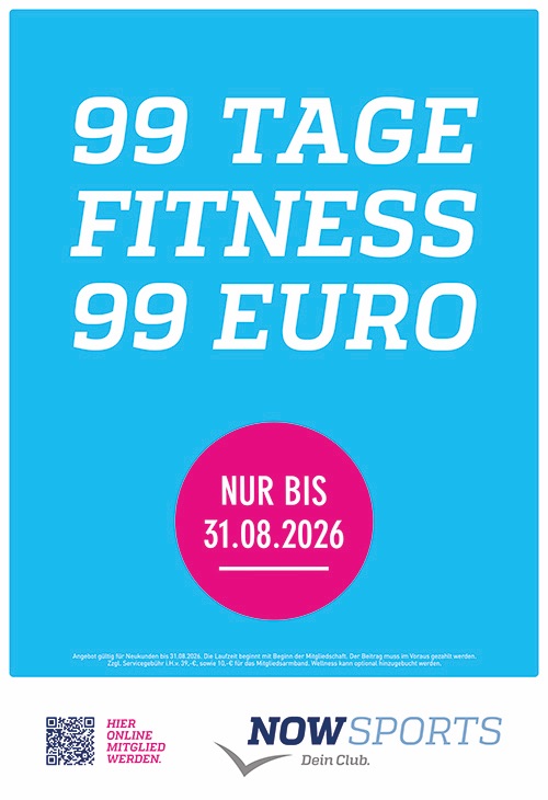 99 Tage Fitness für 99 Euro bei NOW SPORTS